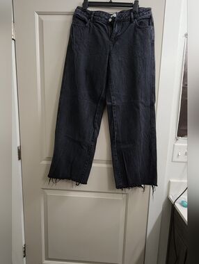 Pacsun Black Wide-Leg Raw Hem Jeans